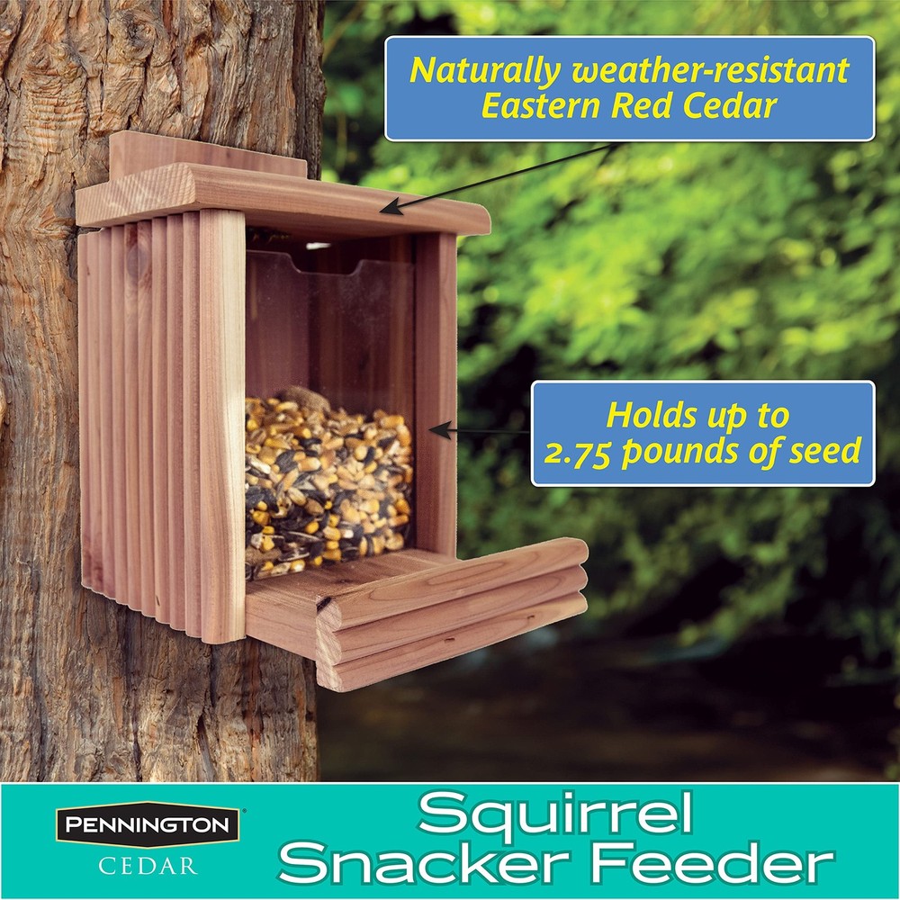 Pennington Cedar Squirrel Snacker Feeder, 2.75 LB Pounds Capacity,