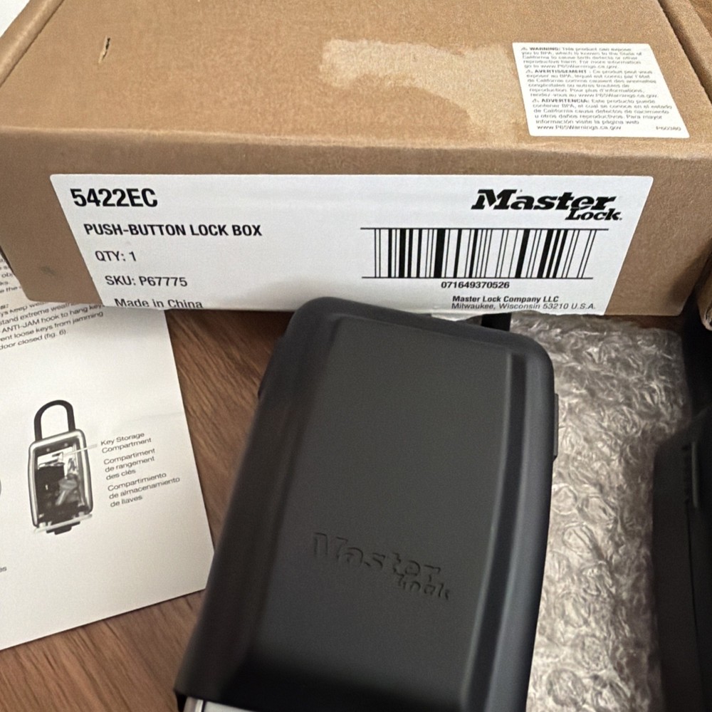 2 Master Lock Outdoor Key Lock Box Black Push Button Wall Mount Key Safe Storage