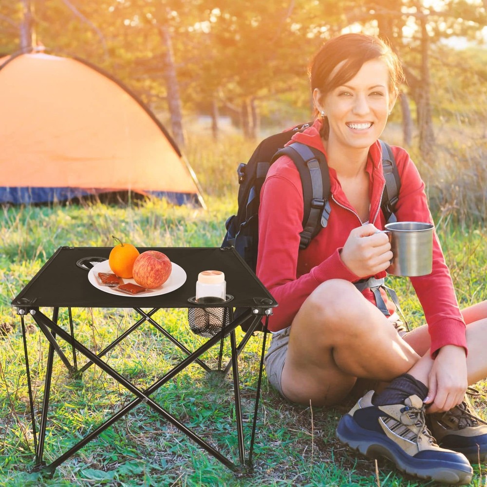Foldable Camping Table – Ultralight Portable Table with Cup Holders & Carry B...