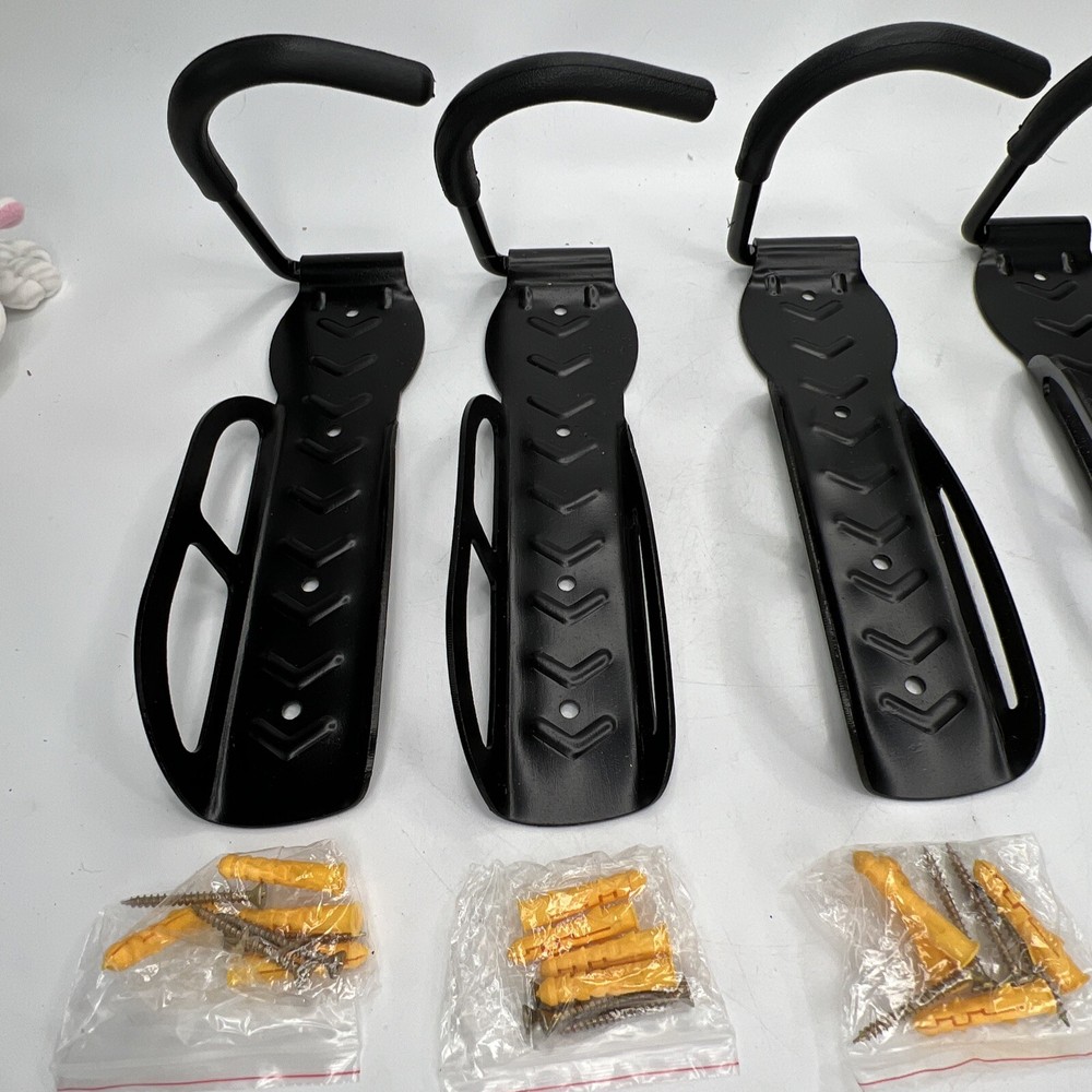 4 Pack Bicycle Rack Wall Mount Hooks With Straps New Without Box