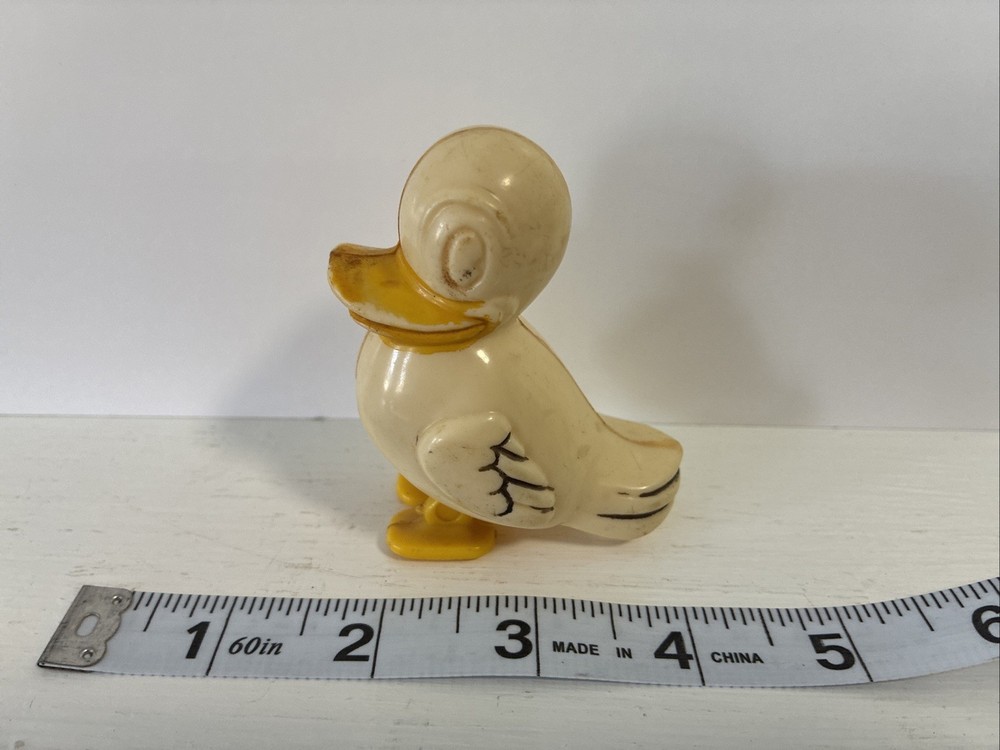 Antique Plastic Self Gravity Walking And Pull Toy Duck 1950's