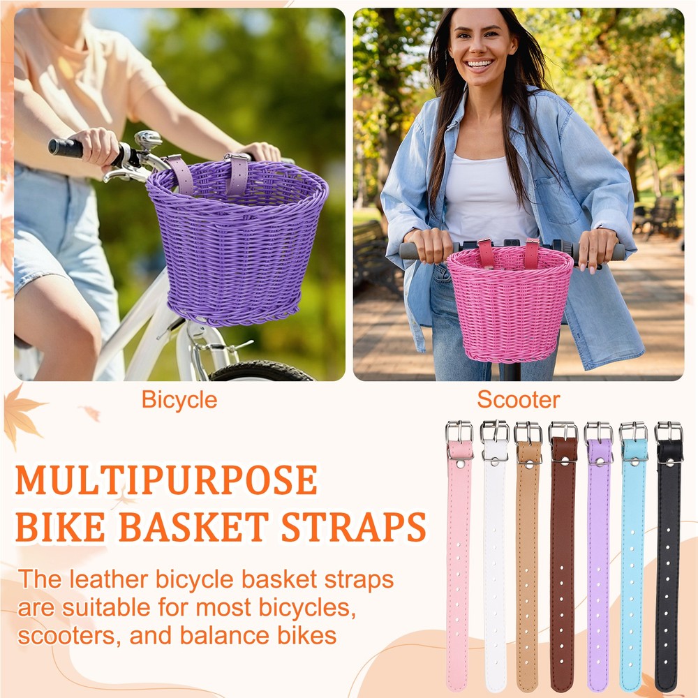 4 Pcs Adjustable Leather Bicycle Basket Strap, Pink