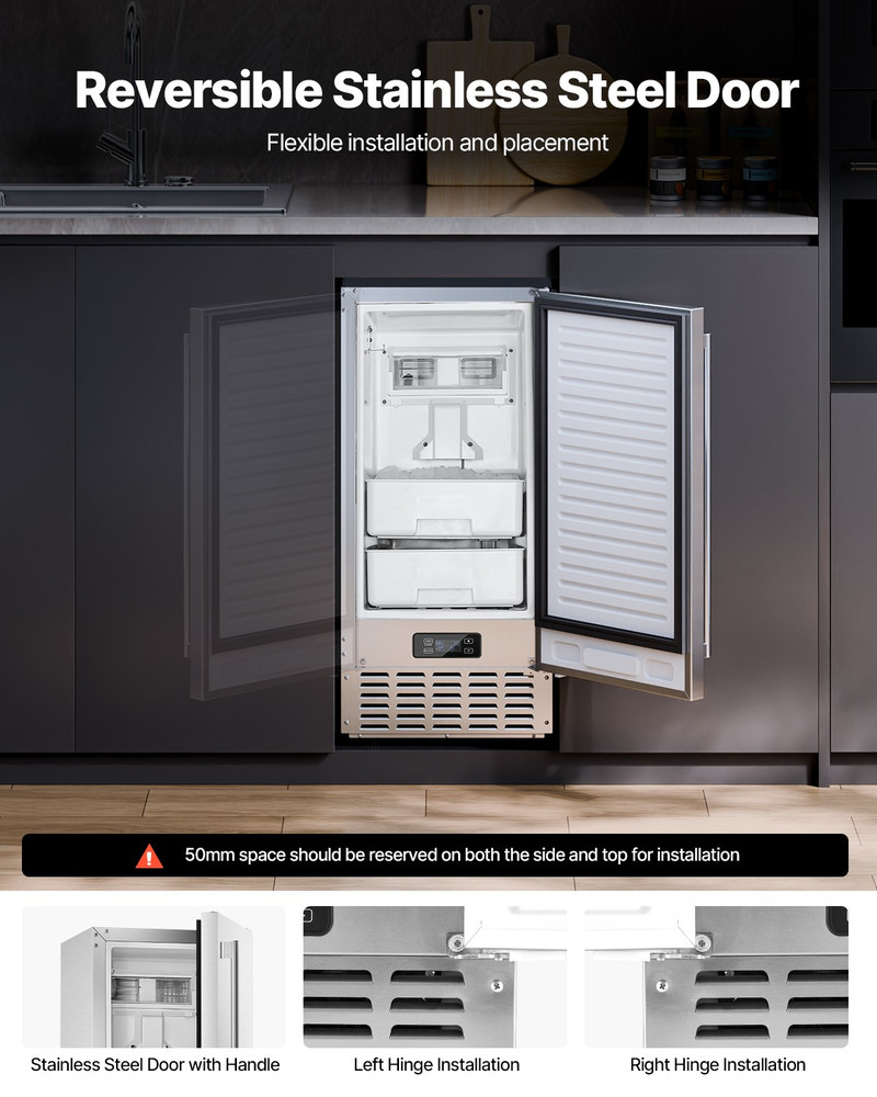Undercounter Ice Maker 66 Lbs/Day Built-In Ice Maker Machine