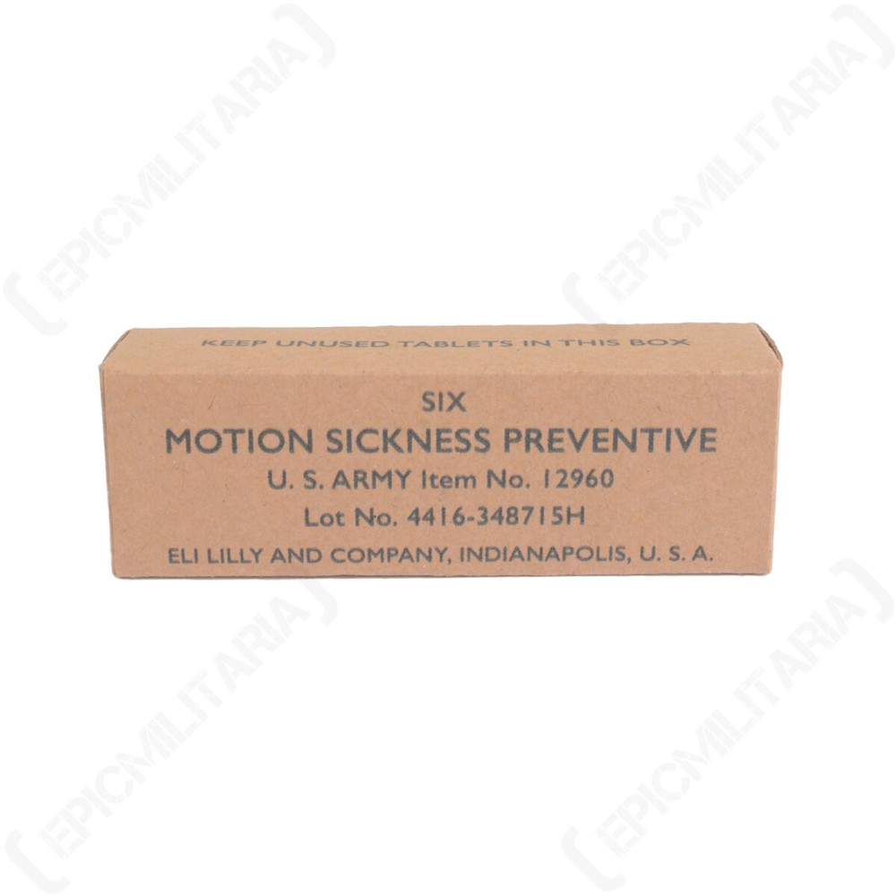 Reproduction WW2 US Motion Sickness Tablets Box - Empty Pocket Litter