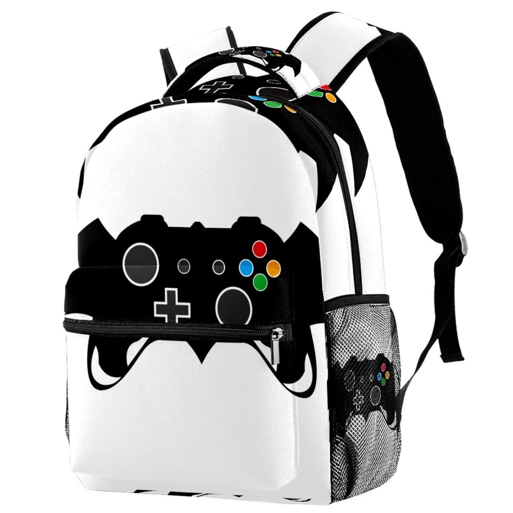 Black Gamer Controller School Backpack for Boys, Lightweight Bookbag Backpack...