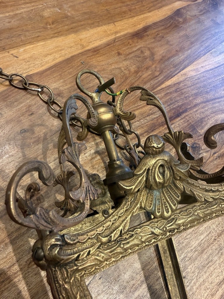 Antique Gilt Bronze Hanging Lantern Ceiling Light