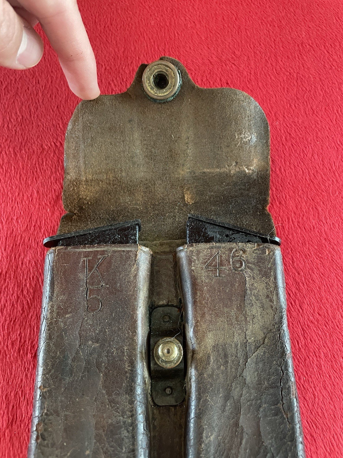 WWI US Army .45 Ammo Pouch R.I.A. 1913 Rimless Eagle Snap Colt Leather Magazine