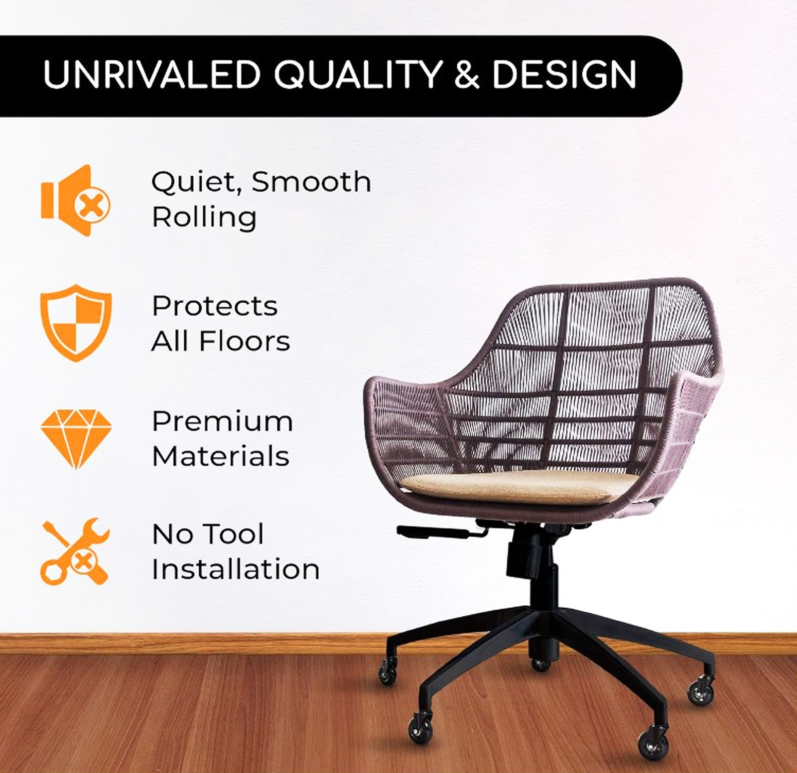 5 Rollerblade Gaming Office Chair Wheel Replacements 3" Heavy Duty Swivel Caster