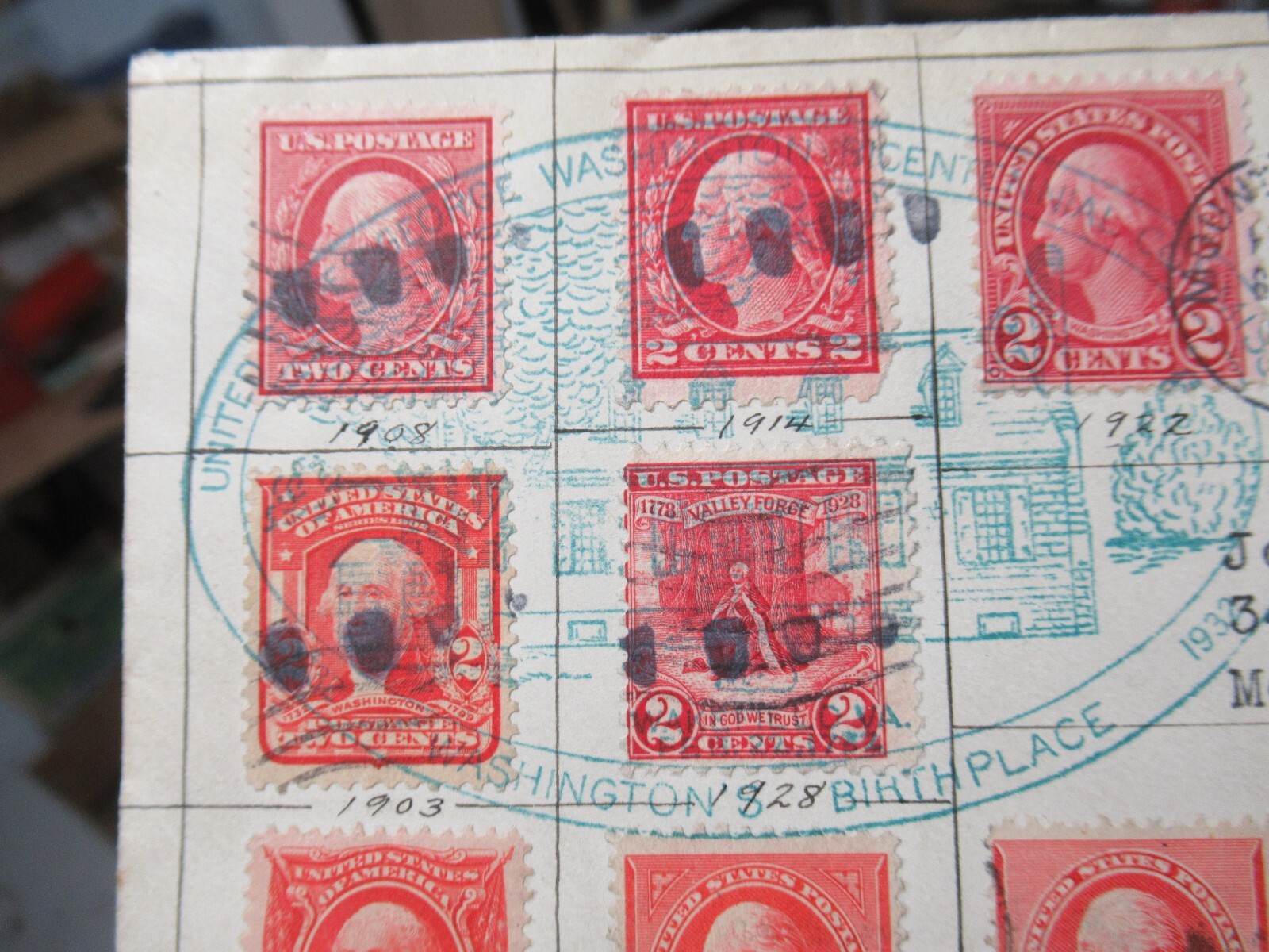 RARE 1932 Stamped Cover, Washington 200th Anniversary, 13 Stamps 1870-1932