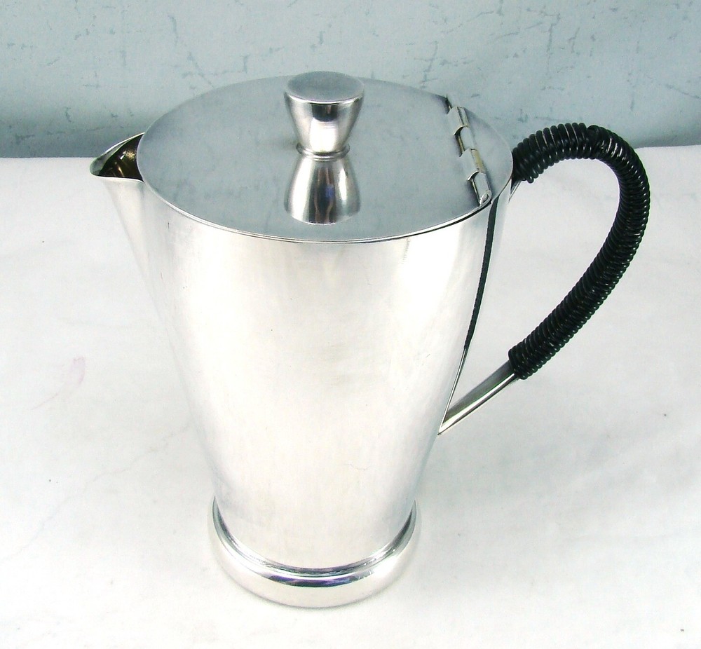 WMF Silverplate Art Deco Black wrapped Handle Mini Coffee Pot