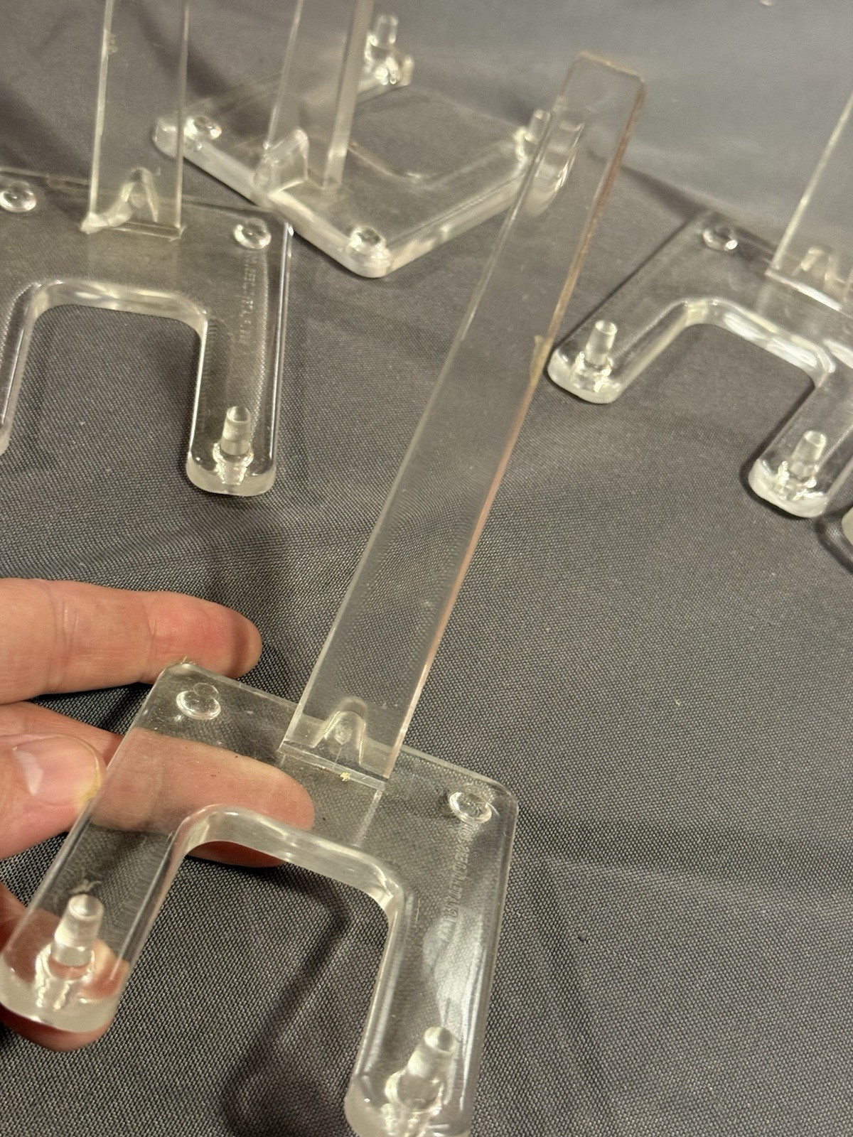 Lot of 5 Clear Acrylic Lucite Easel Plate Platter and Painting Display Stand