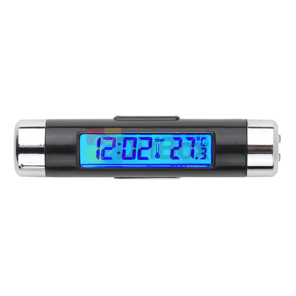 2in1 Digital LED Car Clock Thermometer Temperature LCD Backlight Without Battery