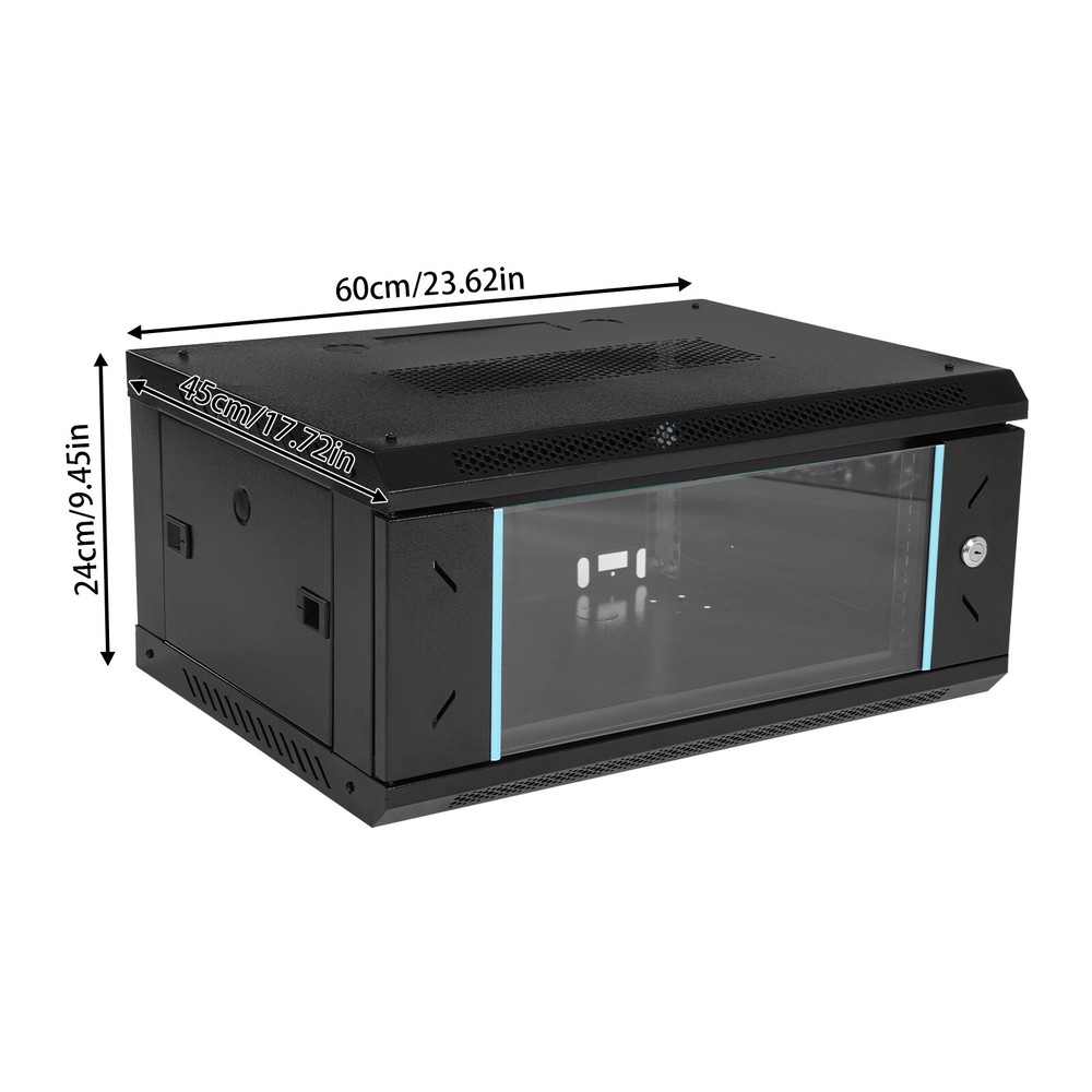Modern Enclosure Rack Black With Lock Door 4U Wall Mount Network Server Cabinet