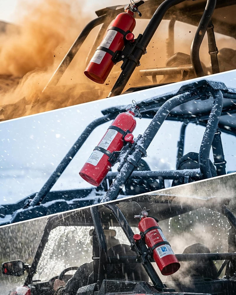 Quick Release Fire Extinguisher Mount - Aluminum Adjustable UTV Roll Bar Fire Ex