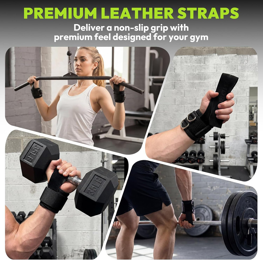 Premium Weight Lifting Straps with D Ring, Extra-Long & Thick for Enhanced Grip