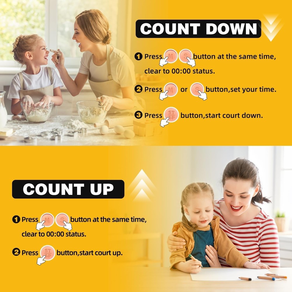 Durable Magnetic Classroom Timer Set - Easy to Read 2 Pack with Last Time Memory