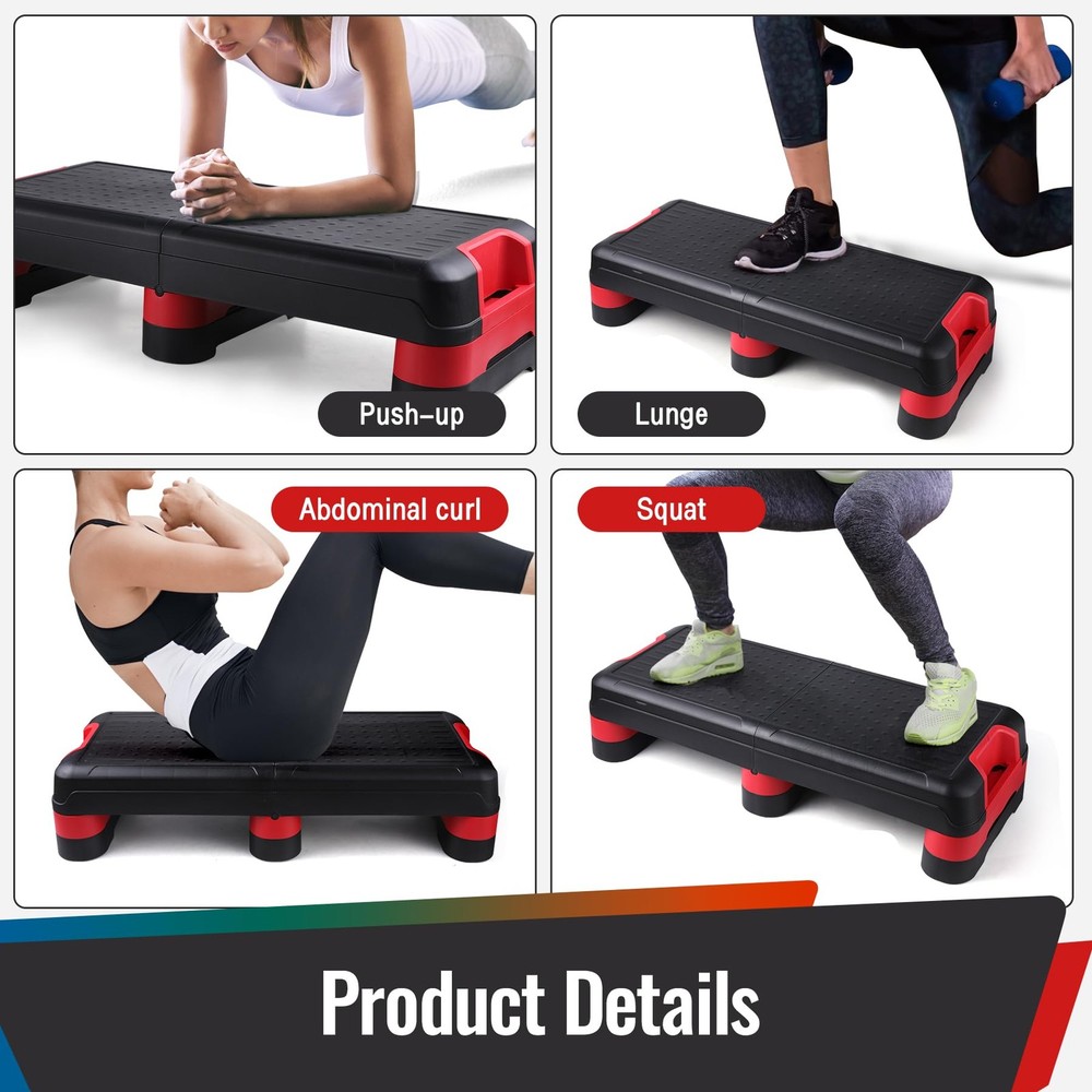 STOODER 33.5 Aerobic Exercise Folding Step Platform for Home Workout, Configu...