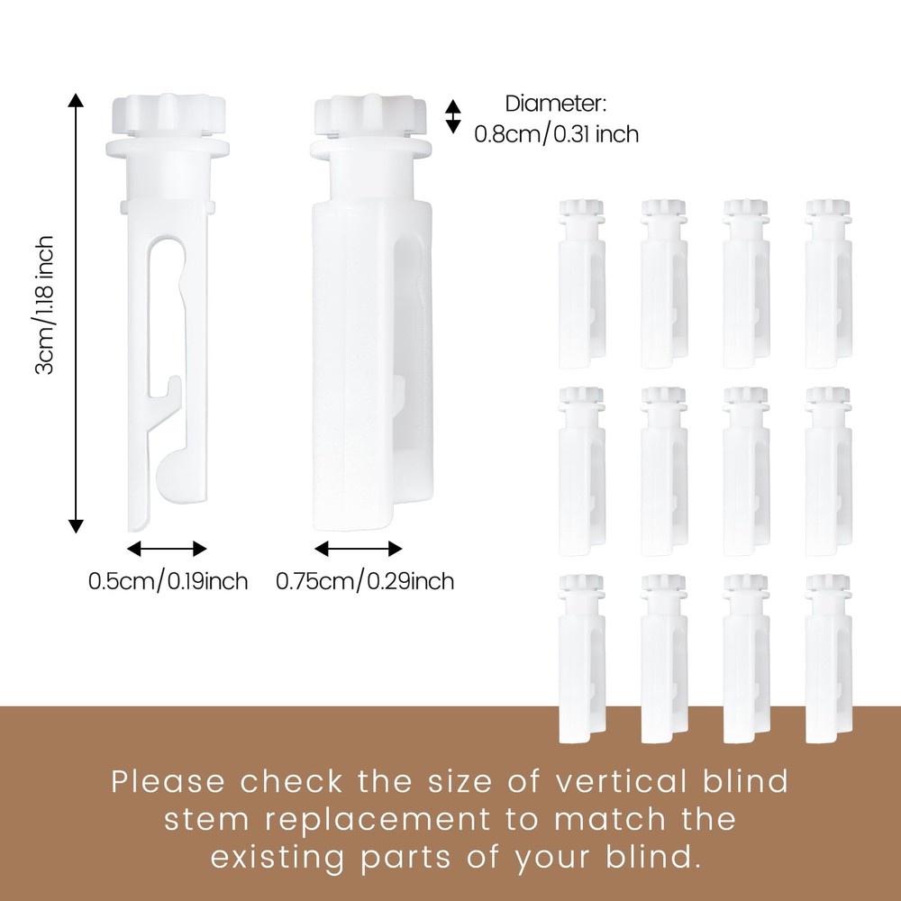 White Vertical Blind Stem Replacement - 12 Pcs for Vanes 12 Pcs,