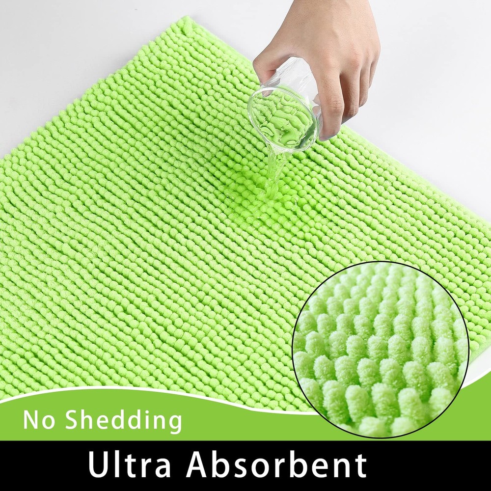 Eanpet Chenille Bath Mat Microfiber Floor 15.3" x 23.2" (Rectangular), Green