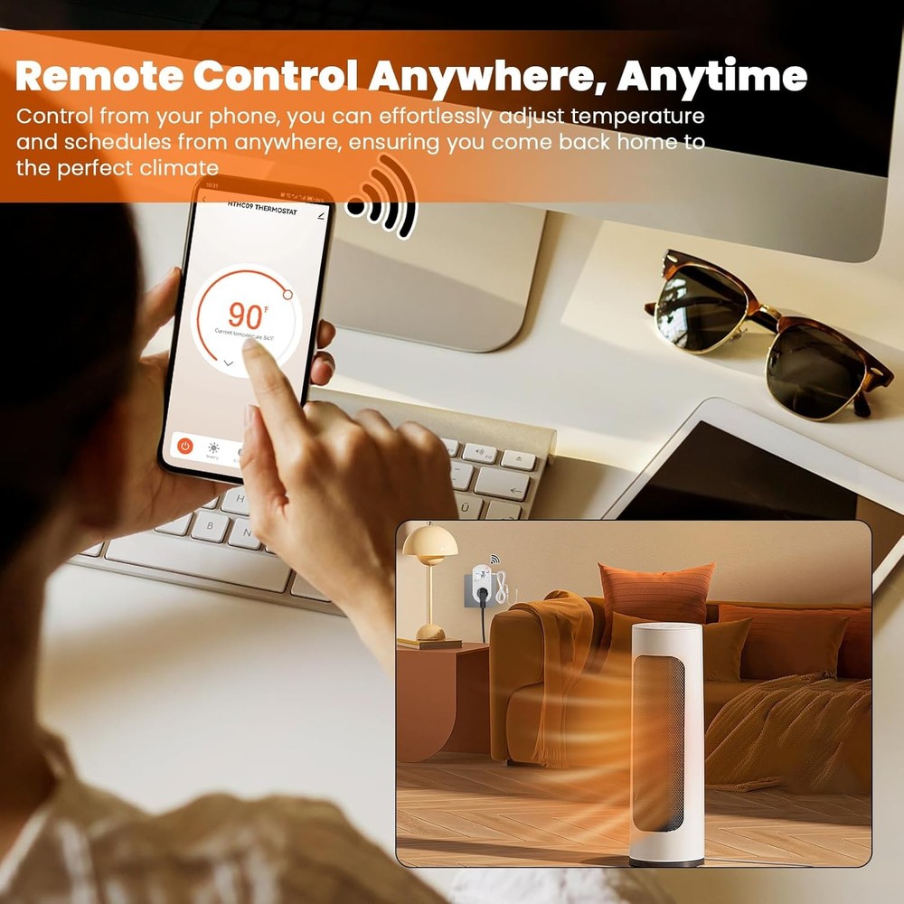 New Generation! Smart Wifi Heating Cooling Temperature Controlled Outlet, Compa