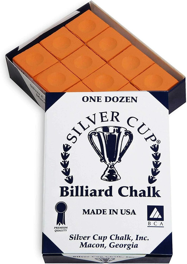 Silver Cup Billiard Chalk - ONE Dozen (Orange)
