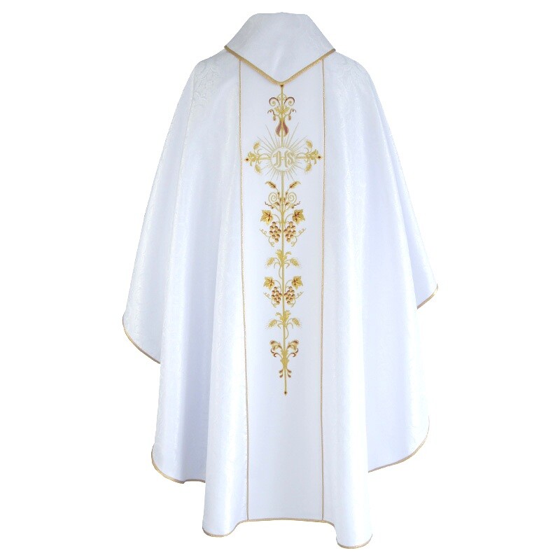 CHASUBLE White Gothic Chasuble, damask, embroidery