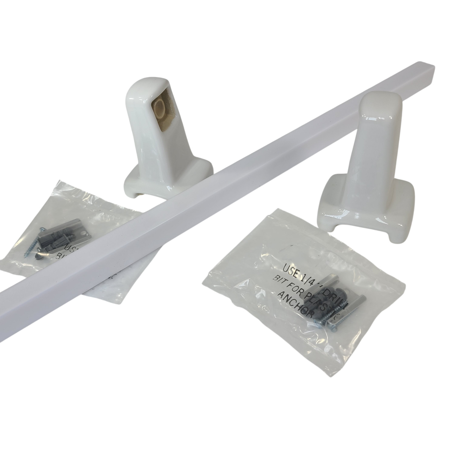 Vintage White Ceramic Towel Bar Rod Rack Post Holders Bracket Screw in Drywall