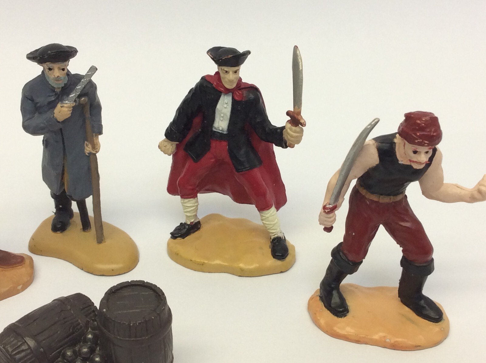Lot of 6 Safari LTD Pirate Figures Toys Barrels Made in China Figurines