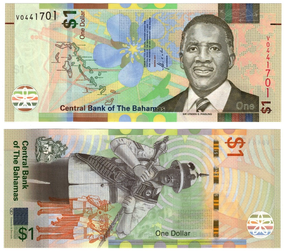 2017 Bahamas Banknote P77 1 dollar  UNC