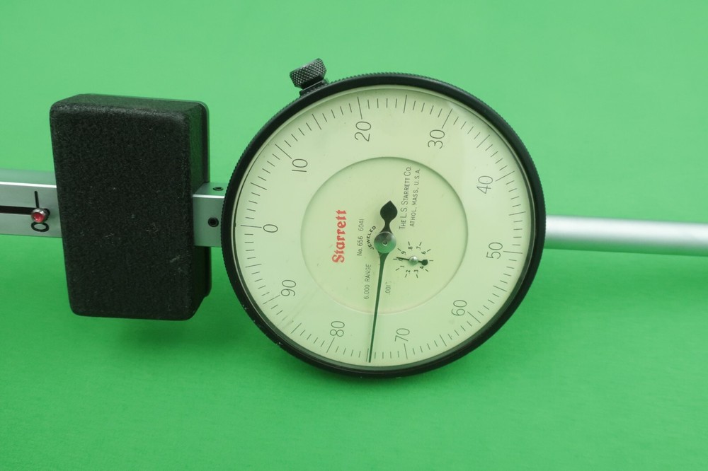 Starrett 656-6041 Extra Long Range Drop Point Dial Indicator 6" Range .001"