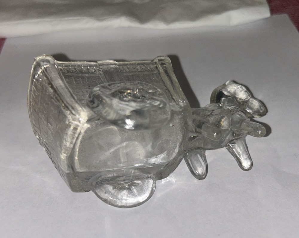 Antique Glass Candy Container Burro Pulling A Wagon
