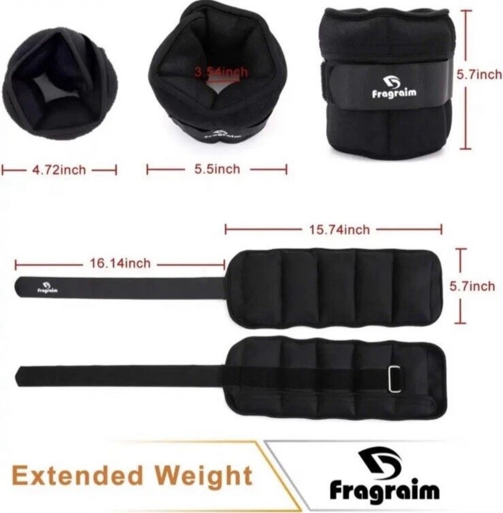 Fragraim Adjustable Ankle Weights 10 lbs pair - 5 per side, Black