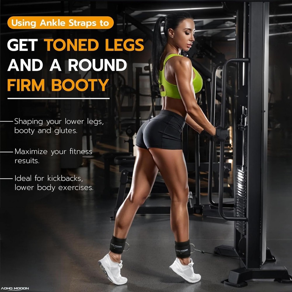 Nylon Ankle Straps with Neoprene Padding for Cable Machine Exercises