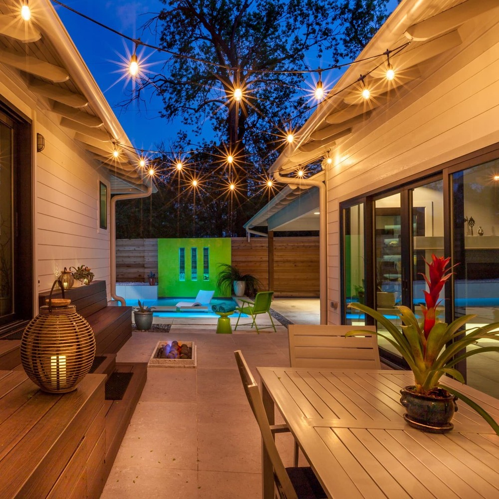 Mlambert 96FT LED Outdoor String Lights, Dimmable Waterproof Patio Lights wit...