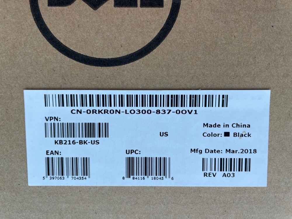 Dell Wired USB Keyboard KB216 & Wired USB Optical Mouse DP/N 049PRO