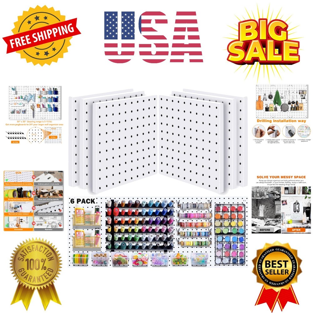 6Pcs Pegboard, Peg Board, Pegboard Wall Organizer, Mount Display Pegboard Kit...