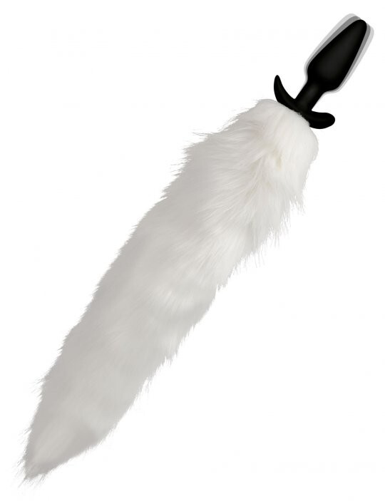 Vibrating White Fox Tail Slender Anal Plug Ass Butt Pet Play Remote Control Vibe