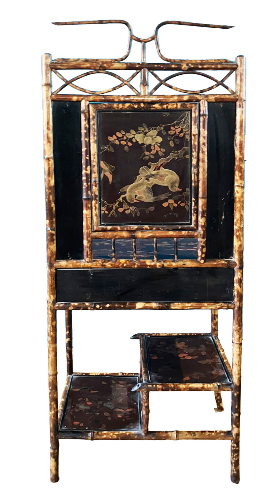 Victorian Tortoiseshell Bamboo & Japanned Lacquer Bonheur du Jour Late 19th C