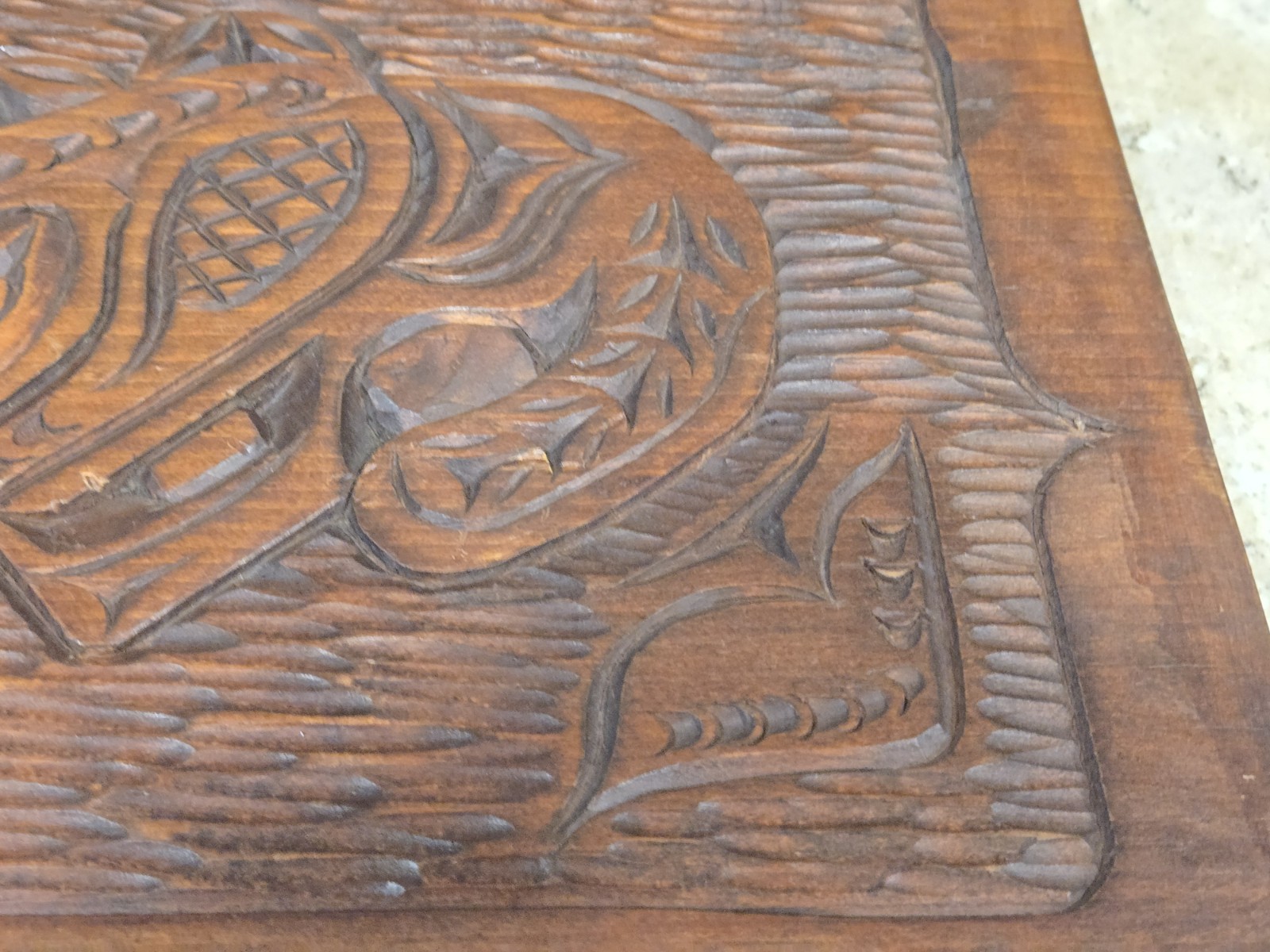 Vintage Cedar Wood Carving Wall Plaque By S J Aboriginal Salish