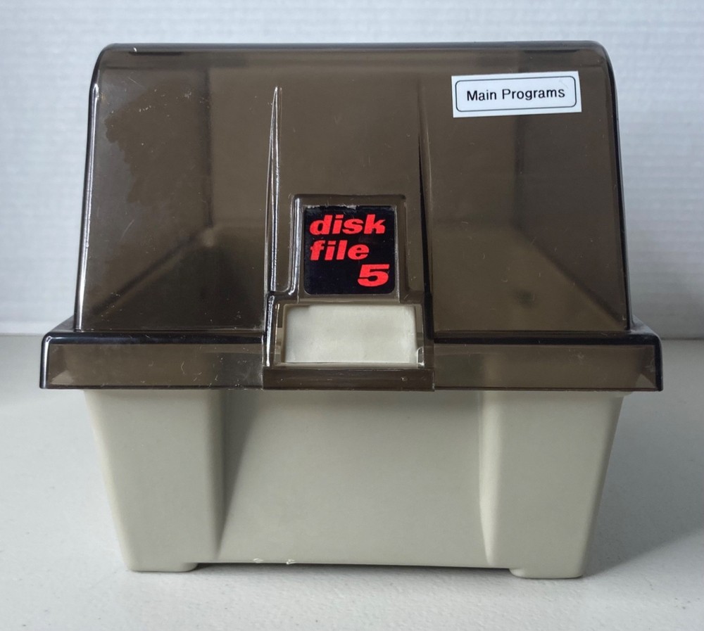 Vintage 5.25" Floppy Disk Storage Case Flip-Up Disk File 5 & Removable Divider A