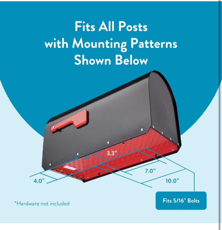 MAILBOX 5560B-R-10 Architectural Mailboxes Sequoia Post Mount Mailbox, Large, BL