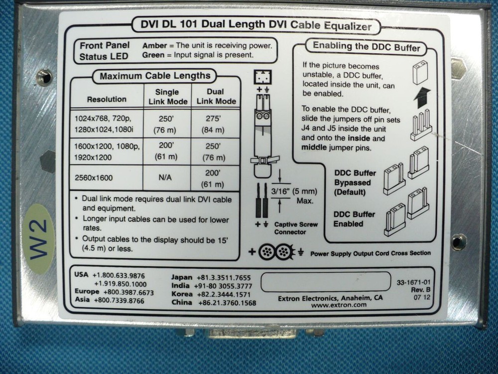 Extron DVI DL 101 Cable Equalizer