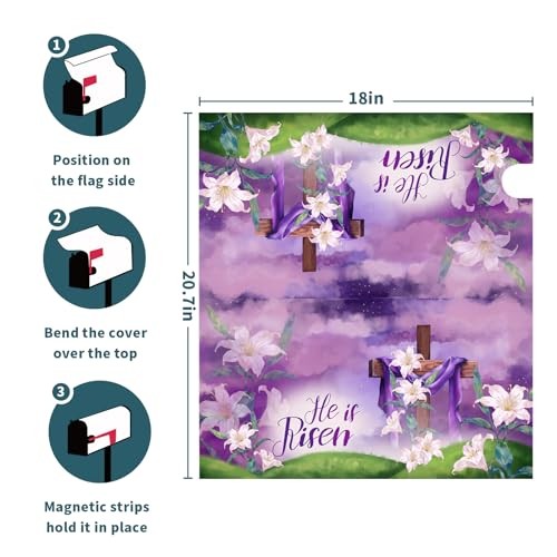 Easter He is Risen Mailbox Cover - Magnetic Happy Easter Mailbox Wrap -