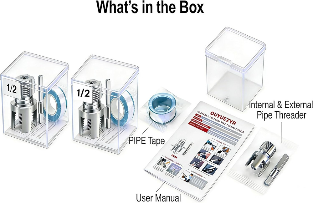 PVC Pipe Threader Kit – 4 in 1 Internal & External Pipe Threading Tool for PVC,