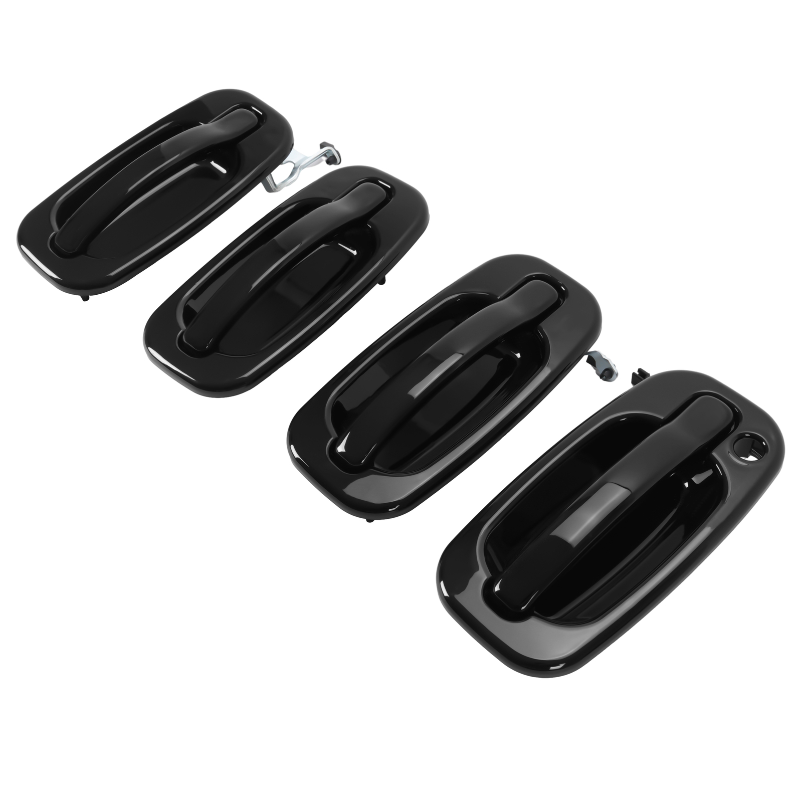 4Pcs NEW Outside Door Handles Set Painted Black For Silverado Tahoe Sierra 99-06