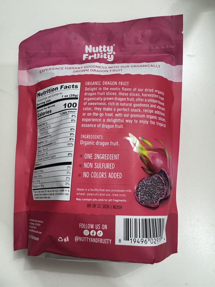NUTTY FRUITY ORGANIC DRAGON FRUIT 14OZ