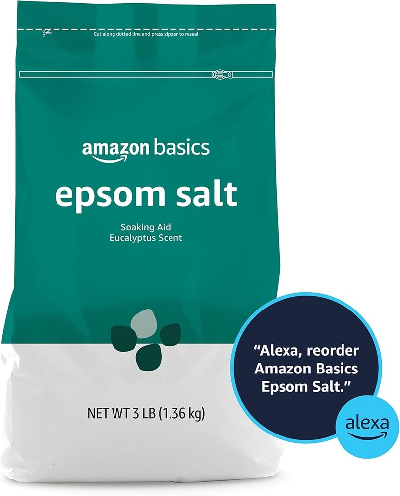 Amazon Brand Solimo Epsom Salt Soaking Aid, Eucalyptus Scented, 3 Pound