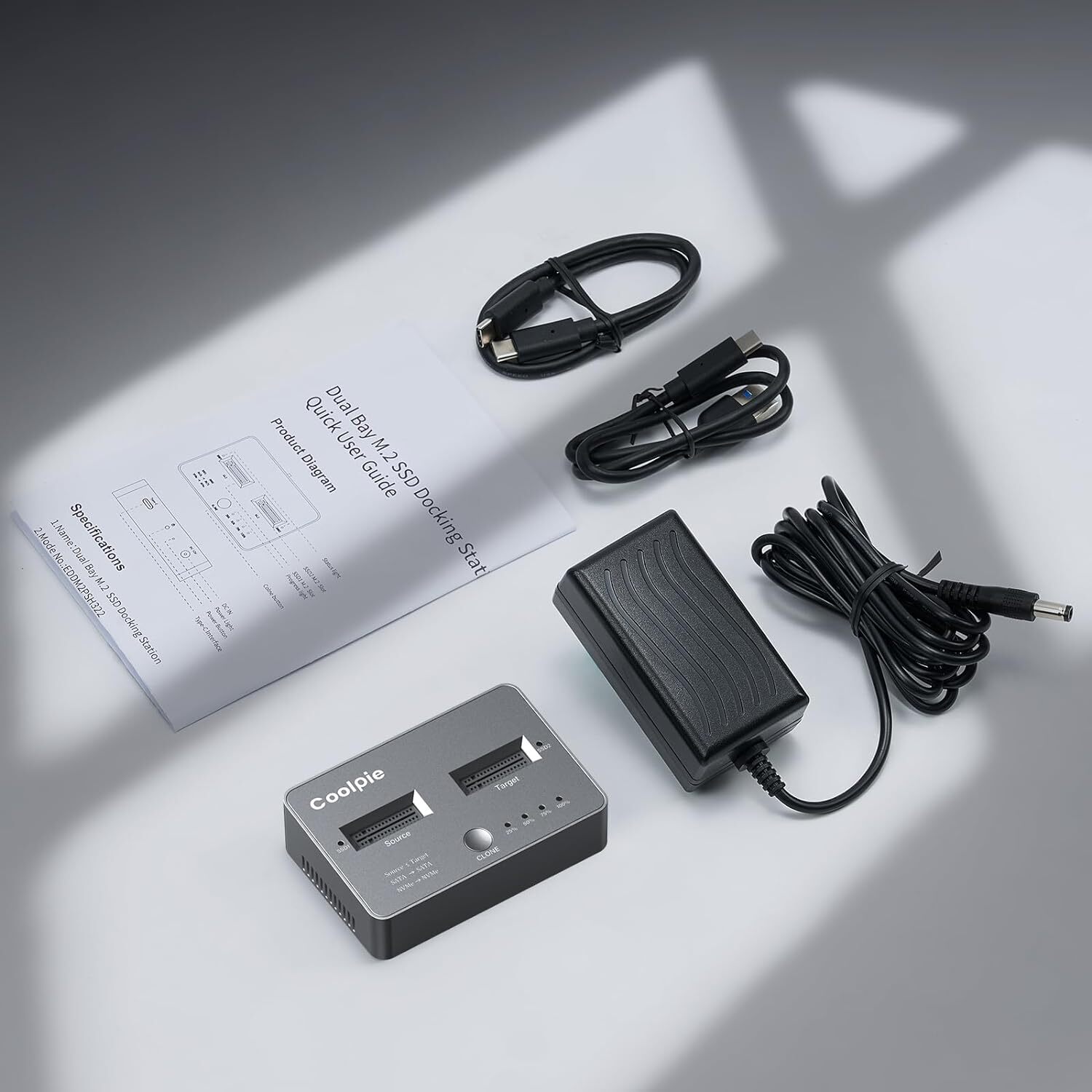 Dual-Bay Offline Clone M.2 NVME/SATA SSD Cloner M.2 NVME/SATA Duplicator for SSD