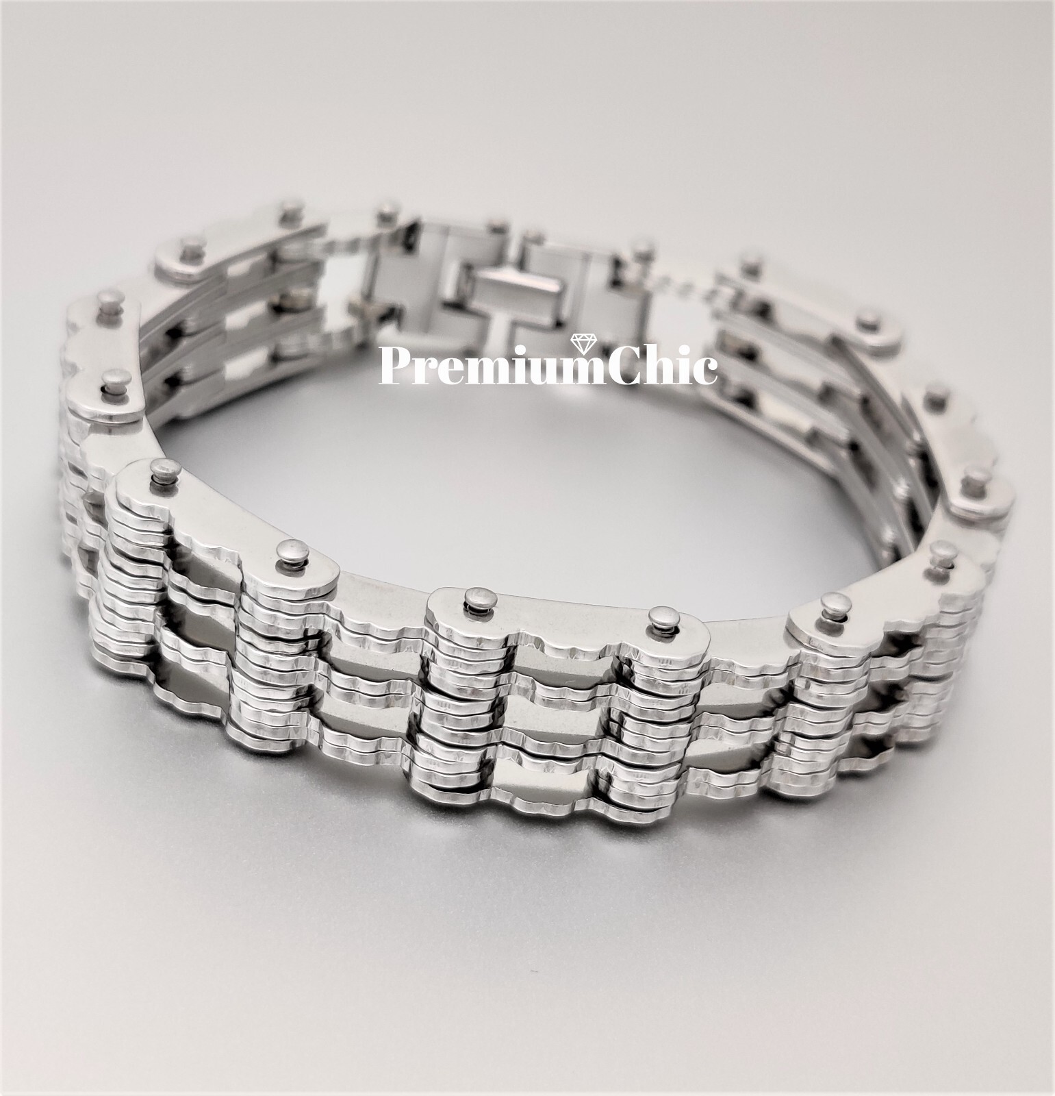 SOLID Stainless Steel Motorcycle Bike Chain Design Bracelet Men's Jewelry 16MM