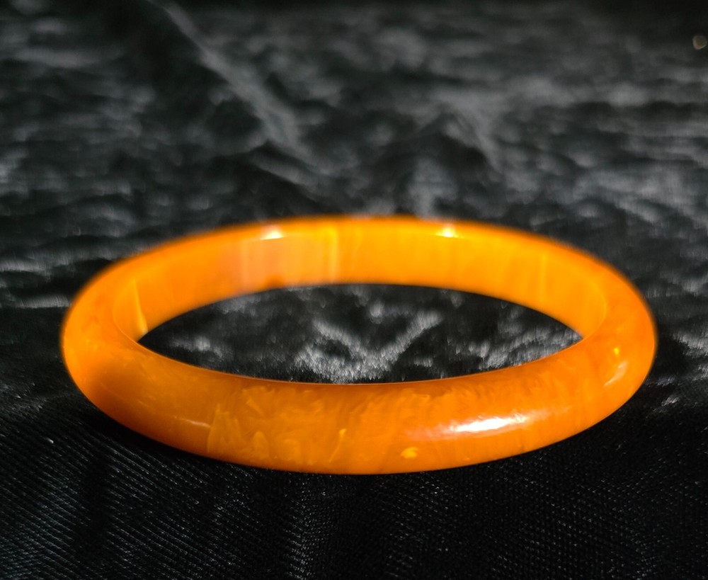 Antique 1930s Bakelite Marbled Orange Bangle Bracelet